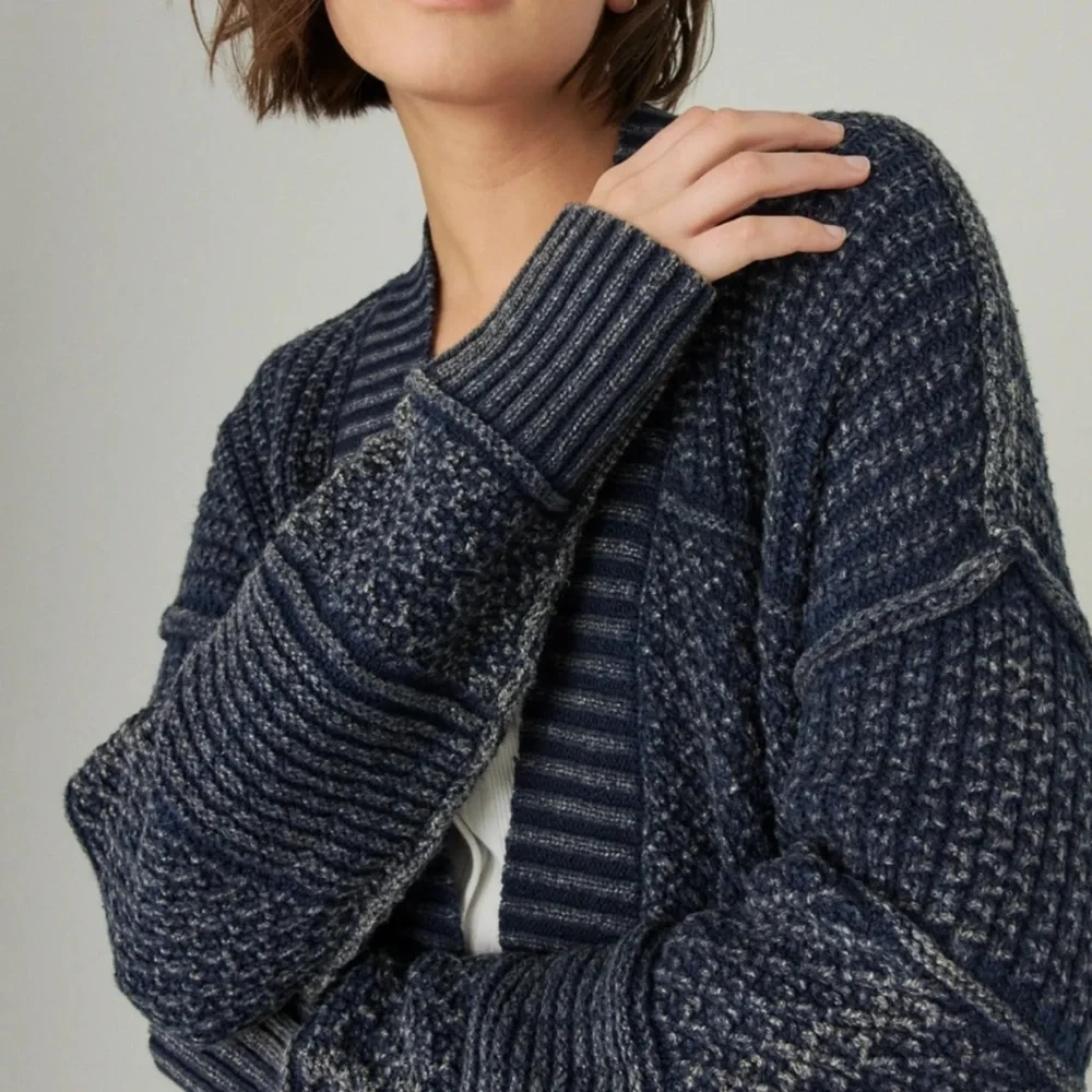Lucky Brand Blue Oversized Knit Cardigan - Picture 5 of 16